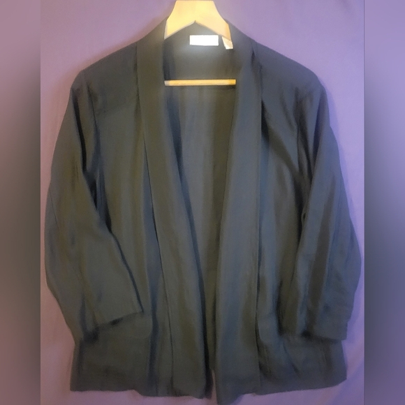Chico's Lightweight  Black Open Front 3/4 Sleeve Jacket. Size 3 ( XL 16) - Picture 1 of 6